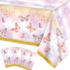 4pcs Butterfly Birthday Decorations Tablecloth, Disposable Pink and Purple Table Cloths, Butterfly Theme Party Decorations for Girls 108x54 Inches view 1