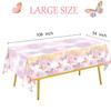 4pcs Butterfly Birthday Decorations Tablecloth, Disposable Pink and Purple Table Cloths, Butterfly Theme Party Decorations for Girls 108x54 Inches view 3