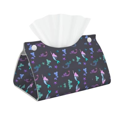 Colored Beautiful Mermaid Tissue Box Cover 7.9X4.9X4.5'' Long Tissue Cube Box Organizer for Bathroom Vanity Countertop Office