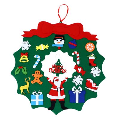 HOOTNEE 1set Felt Garland Hanging Wreath Decor Unfading Christmas Decoration Craft Kit for Home and Holiday Use