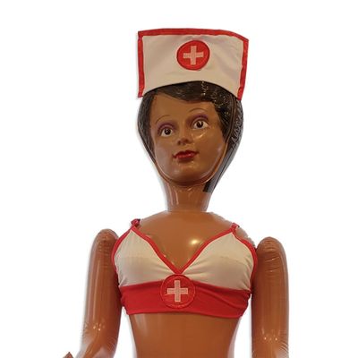 merrimix - Destiny Inflatable Blow Up Doll with Nurse Costume, Gag Gifts for Men, Bachelor Party Favors and Decorations- Bachelorette Party Accessories Funny