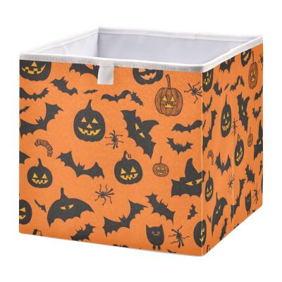 Bolaz Pumpkin Bats Closet Organizers Storage Cubes Storage Bins Shelf Baskets Containers for Home Room Office,Square