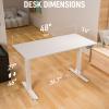 ExaDesk 48" x 24" Electric Standing Desk, Adjustable Height Sit Stand Desk with 3 Preset Heights & 2 Hook, Electric Desk for Home Office Gaming, White view 3