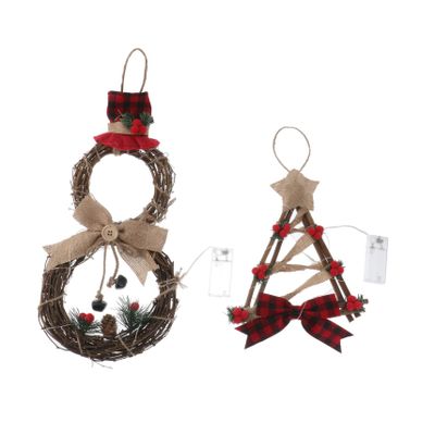CORHAD 2pcs Led Wreath for Xmas Decorative Garland Pendant for Door Hanging Ornament for Holiday Party Christmas Decor Create Festive Atmosphere