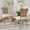 Guo Baitur French Country Dining Chairs  Vintage Style Rattan Cane Back Upholstered Seat, Set of 2 - Coastal Linen Dining Chairs view 1