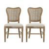 Guo Baitur French Country Dining Chairs  Vintage Style Rattan Cane Back Upholstered Seat, Set of 2 - Coastal Linen Dining Chairs view 3