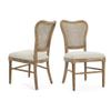 Guo Baitur French Country Dining Chairs  Vintage Style Rattan Cane Back Upholstered Seat, Set of 2 - Coastal Linen Dining Chairs view 4