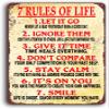 12"x16" Aluminum Sign, 7 Rules of Life Sign, Inspiring Positive Quotes Room Decor for Living Room Bedroom Classroom view 1