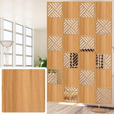 CukUJH Folding Wood Plastic Screen Panels Bedroom DIY Panel Screen Partitions, Ceiling Partitions Privacy Screens(Natural B,95Pcs)
