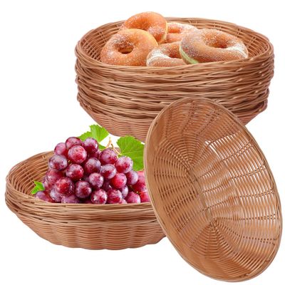 Kukmakri 11 Inch Oval Poly Wicker Basket - Bulk, 11 Pack, Bread Serving Baskets for Home & Restaurant Use