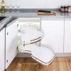 YHKJLYH Generic Corner Pull Out Shelf Carousel Storage Rack for Cabinets - White Flying Saucer Basket - Right Open - 2 Tier Kitchen Cupboard Organizer view 3