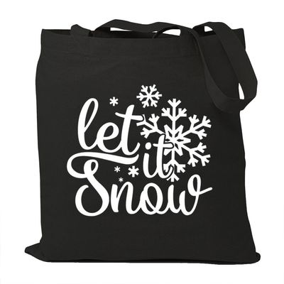 HONTOUTE Let it Snow Bag Letter Print Handbag Gift Casual Ecoright Aesthetic Canvas Tote Bag Reusable Tote Bags Black S