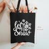 HONTOUTE Let it Snow Bag Letter Print Handbag Gift Casual Ecoright Aesthetic Canvas Tote Bag Reusable Tote Bags Black S view 2