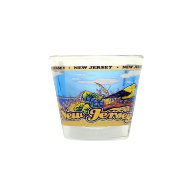 New Jersey State Wraparound Shot Glass, Collectible Souvenir Featuring Some Beloved Destinations and Attractions