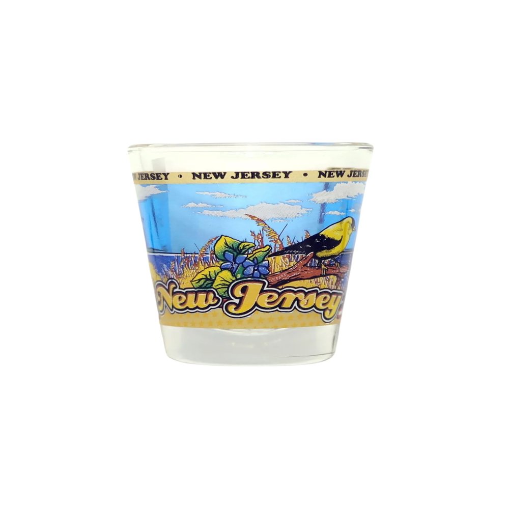 New Jersey State Wraparound Shot Glass, Collectible Souvenir Featuring Some Beloved Destinations and Attractions