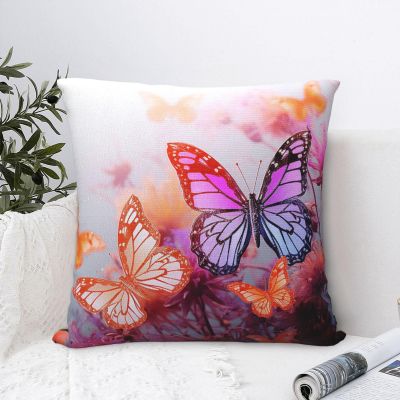 HCLYvexiria Decorative Throw Pillow Covers 20"x20" Double Sided Throw Pillow Cases Color Butterfly Flower Throw Pillow Covers Square Couch Cushion Case for Living Room Plush Cushion Covers
