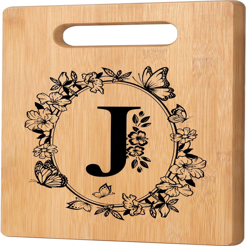 Personalized Cutting Board, Initial Birthday Gifts for Women Wedding Gifts for Couple, Monogrammed Women Birthday Gift for Sister Friend, Unique Gift for Christmas Anniversary Housewarming(Letter J)