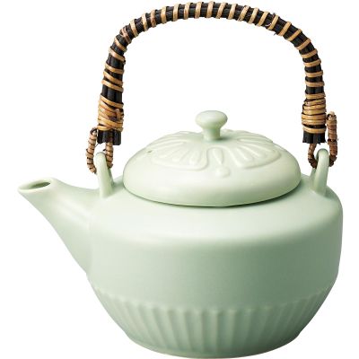 Banko Ware Safe with Direct Fire, Large Capacity Size, Heat-resistant Earthenware, Green, Capacity: Approx. 3.3 gal (1 L), Microwave Safe, Dishwasher Safe, Ceramic, Made in Japan
