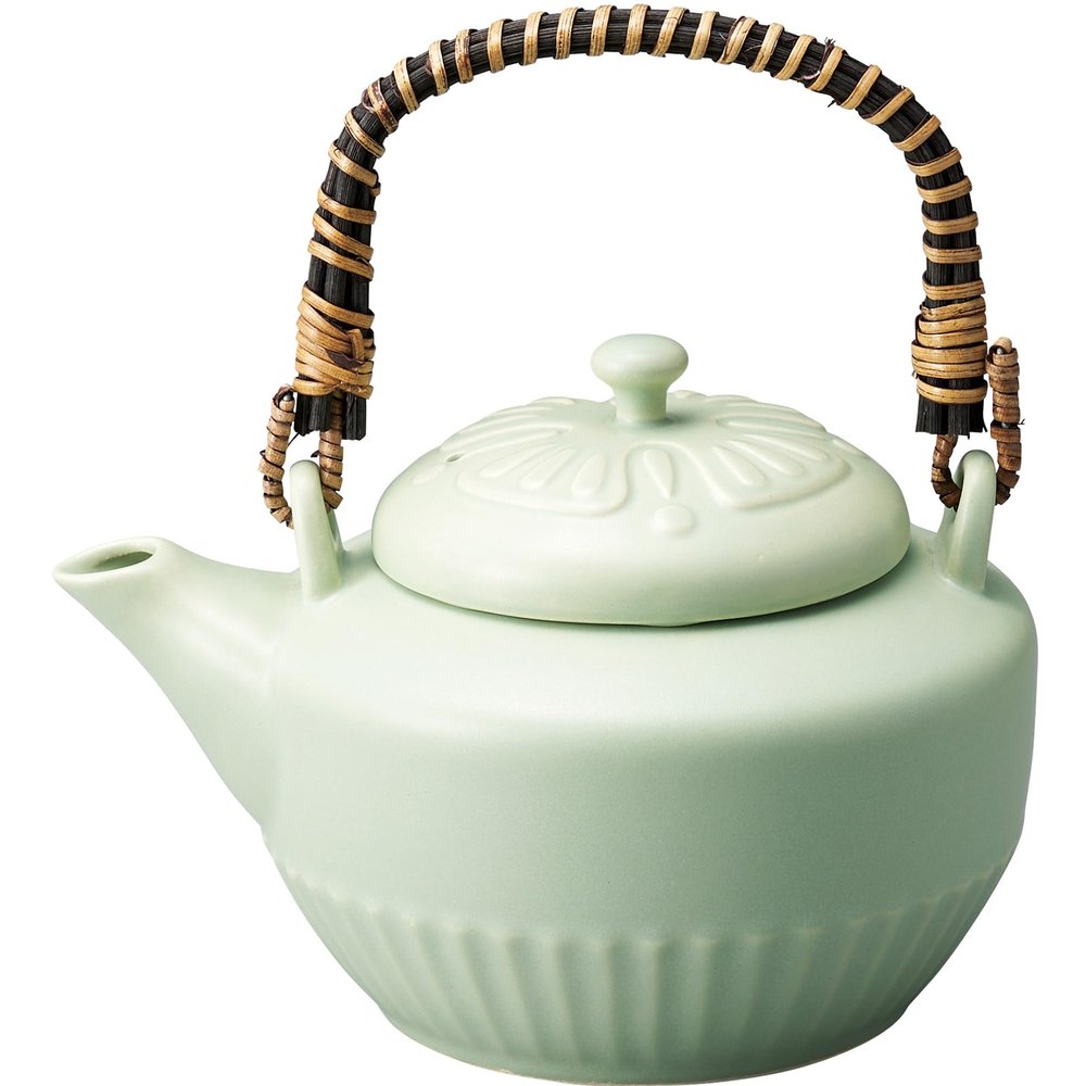 Banko Ware Safe with Direct Fire, Large Capacity Size, Heat-resistant Earthenware, Green, Capacity: Approx. 3.3 gal (1 L), Microwave Safe, Dishwasher Safe, Ceramic, Made in Japan