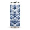 HMNBCD Stainless Steel Cups Blue And White Printed Coke Cup Stainless Steel Insulated Cups with Lid And Straw view 1