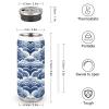 HMNBCD Stainless Steel Cups Blue And White Printed Coke Cup Stainless Steel Insulated Cups with Lid And Straw view 2