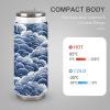 HMNBCD Stainless Steel Cups Blue And White Printed Coke Cup Stainless Steel Insulated Cups with Lid And Straw view 3