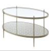 Acme Zaba Metal and Tempered Glass Oval Coffee Table in Silver and Clear view 1