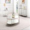 Acme Zaba Metal and Tempered Glass Oval Coffee Table in Silver and Clear view 2