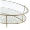 Acme Zaba Metal and Tempered Glass Oval Coffee Table in Silver and Clear view 3