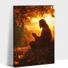 ANRUOXI Fall Canvas Wall Art, Landscape Painting for Living Room, Jesus Praying on Autumn Morning, Ready To Hang 12x18'' view 1