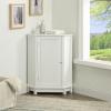JIJIWANG Modern Triangle Bathroom Storage Cabinet, Freestanding Floor Corner Storage Cabinet with 1 Door & Adjustable Shelf for Bathroom Living Room Kitchen (White) view 1