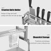 SUZEPER Stainless Steel Kitchen Organizer Rack, 2/3 Tier Large Multi-Function Dish Racks, Washable Kitchen Counter Seasoning Knife Holder(3-Layers 15in, Black) view 3