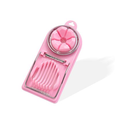 1 Multifunctional Egg Cutter Kitchen Gadgets Gods stainless Steel Double Head fancy Egg Cutter For Egg Salad And other Hard Boiled Egg Cutter, 2 in 1 Stainless Steel Wire (Pink)