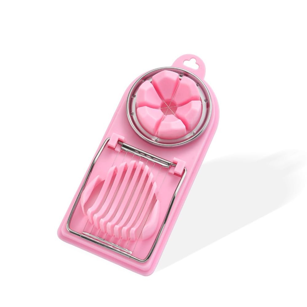 1 Multifunctional Egg Cutter Kitchen Gadgets Gods stainless Steel Double Head fancy Egg Cutter For Egg Salad And other Hard Boiled Egg Cutter, 2 in 1 Stainless Steel Wire (Pink)