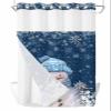 EwdeWwo Christmas No Hook Shower Curtain with Snap in Liner, Blue Snowman Snowflake Shower Curtain for Bathroom Waterproof Winter Xmas Bath Curtain with See Through Mesh Top Window, 36" x 72" view 1