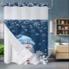 EwdeWwo Christmas No Hook Shower Curtain with Snap in Liner, Blue Snowman Snowflake Shower Curtain for Bathroom Waterproof Winter Xmas Bath Curtain with See Through Mesh Top Window, 36" x 72" view 2