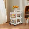 3 Tier Storage Cart, Plastic Storage Drawer Cart Medium Home Rolling Storage Organizer with Clear Drawers and Removeable Casters, White Frame, Set of 1 view 4