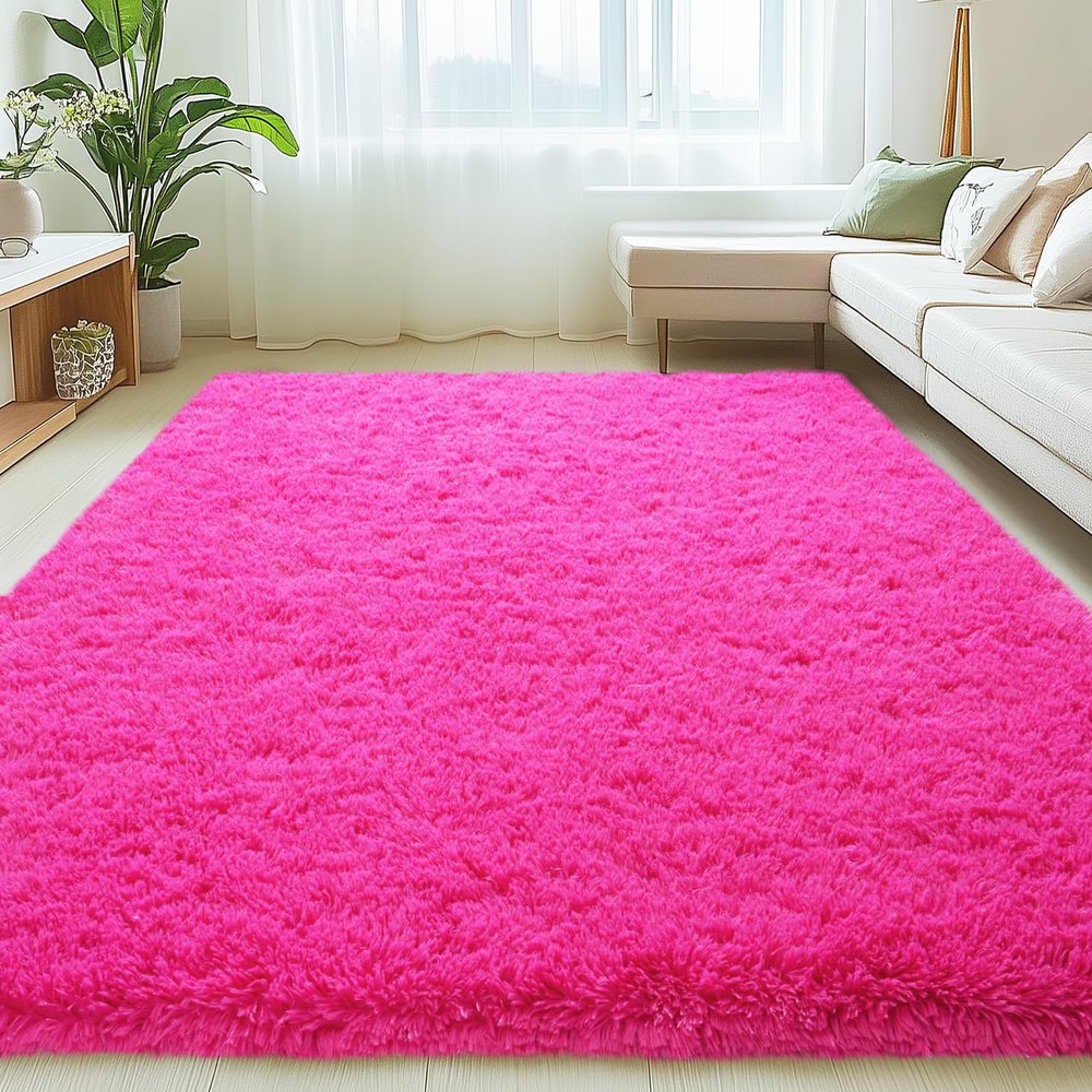 Mugorn 6x9 Rugs for Living Room, Large Fluffy Area Rugs for Bedroom, Soft Carpet Shag Kids Room Rug, Non-Slip Fuzzy Rugs Indoor (Hot Pink, 6ft x 9ft)