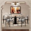 Morden Fort Modern Dining Chairs Set of 6, Boucle Upholstered Kitchen Chairs with Open Back and Black Metal Frame for Dining Room, Kitchen and Reception view 1