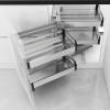 2 Tier Blind Corner Cabinet Pull Out Organizer, Rotating Slide Out Kitchen Cabinet Organizer, Stainless Steel High-Capacity Hidden Corner Storage Shelf, Pull Out to The Right view 3