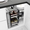 2 Tier Blind Corner Cabinet Pull Out Organizer, Rotating Slide Out Kitchen Cabinet Organizer, Stainless Steel High-Capacity Hidden Corner Storage Shelf, Pull Out to The Right view 4