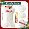 SearchI Personalized Dog Christmas Stocking, Large Bone Shape Cable Knit Custom Name Embroidered Dog Xmas Stockings, Knitted Hanging Stockings Pets (2 Pcs) view 2