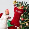 SearchI Personalized Dog Christmas Stocking, Large Bone Shape Cable Knit Custom Name Embroidered Dog Xmas Stockings, Knitted Hanging Stockings Pets (2 Pcs) view 4