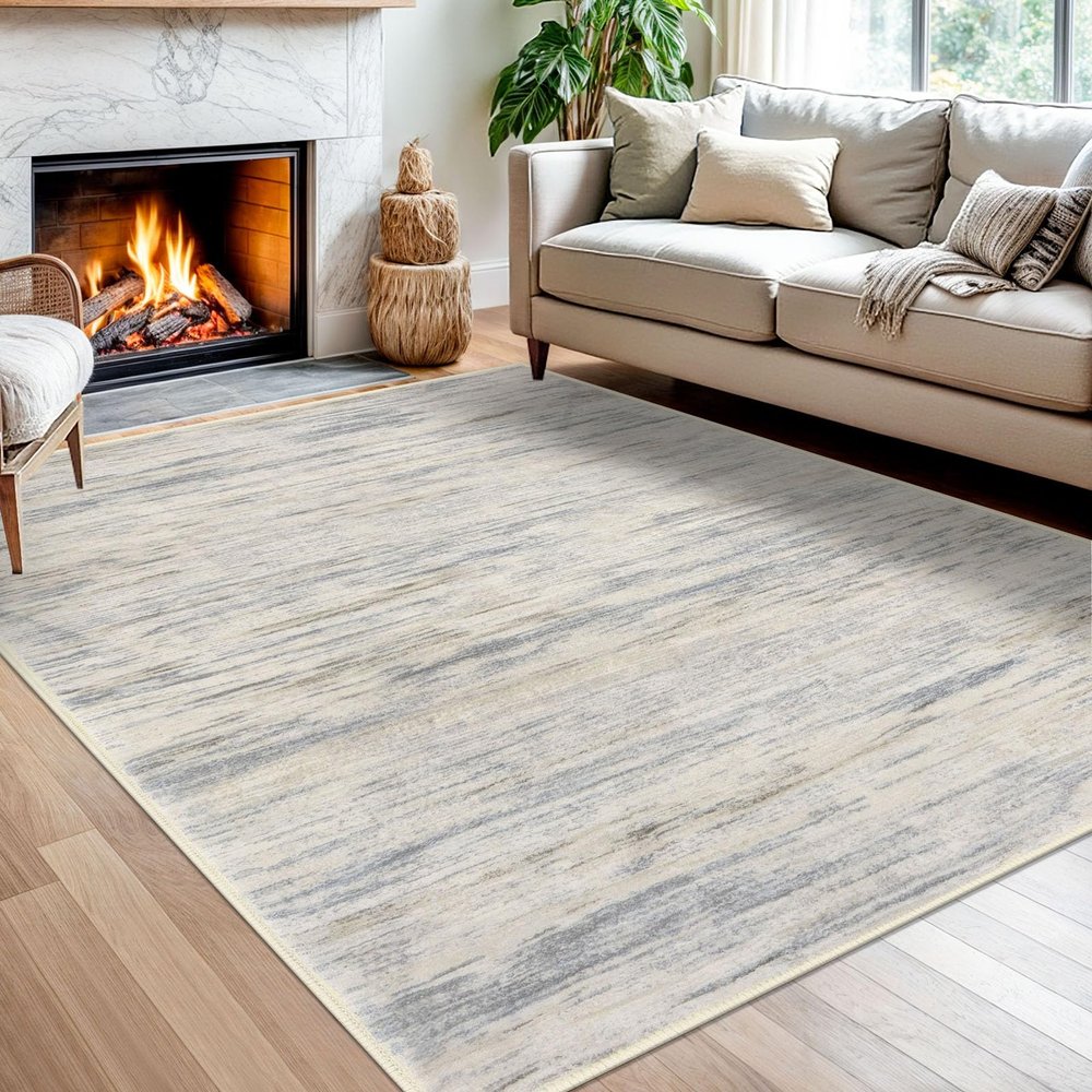 SIILOOM 5x7 Modern Area Rug for Bedroom, Gray Beige Neutral Multi Large Gray Beige Neutral Multi Super Soft Rug with Non-Slip, Non-Shedding Rugs for Living Room, Indoor Door Mat for Home Dcor