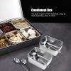 Jwthee 8 Grids Seasoning Box, aluminum alloy seasoning box spice jar organizer seasoning rack box set jar spice container with lids and spoons view 2