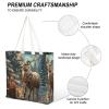 VFKLT Christmas Gift Reindeer Tote Bags for Women Canvas Handbag Reusable Grocery Bags Shoulder Purses Shopping Bag view 4