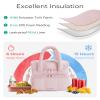 BAGSMART Lunch Bag Women, Double Deck Insulated Lunch Box, Quilted Puffer Lunch Tote, Leakproof, Durable & Reusable Large Lunch Cooler For Work Picnic Travel Meal Prep, Pink view 2