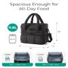 BAGSMART Lunch Bag Women, Double Deck Insulated Lunch Box, Black view 3