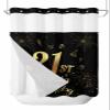 21th Birthday Shower Curtain No Hooks and Liner Set,Star Cake Fireworks Golden Black Hotel Style Fabric Bathroom Shower Curtains Waterproof Polyester Bath Spa Bathtub Curtain with Sheer Window,72"x78" view 1