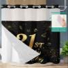 21th Birthday Shower Curtain No Hooks and Liner Set,Star Cake Fireworks Golden Black Hotel Style Fabric Bathroom Shower Curtains Waterproof Polyester Bath Spa Bathtub Curtain with Sheer Window,72"x78" view 3